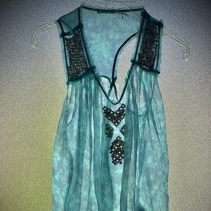 Sheer and Flirty Kimchi Boho Chic Top with Metallic Detail